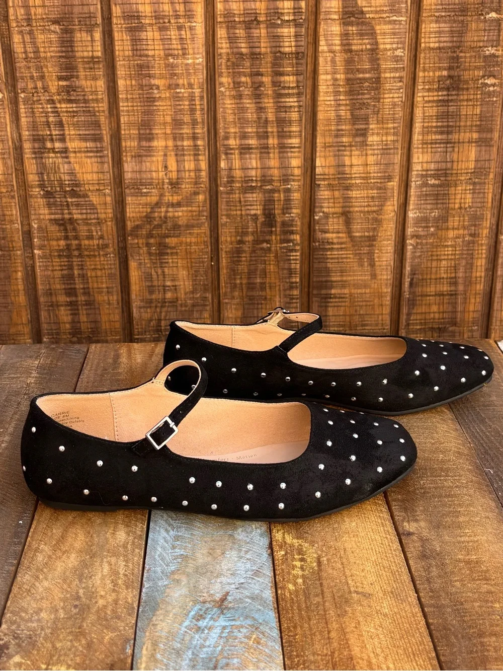 Journee Carrie Black Maryjanes With Silver Button Polka Dots
